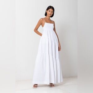 nwt swf spaghetti strap tiered maxi dress || pearl white